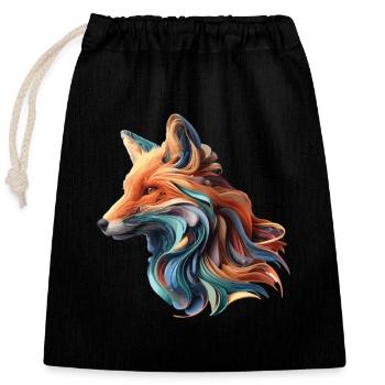 Farbenfroher abstrakter Fuchs - Verschließbarer Geschenkbeutel aus Baumwolle (25x30cm) - Schwarz - Vorne