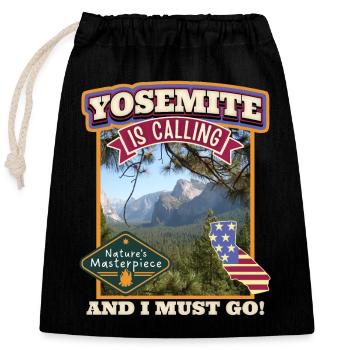Parc national de Yosemite, rétro vintage, Californie - Sac cadeau en coton avec cordon (25 x 30 cm) - noir - Devant