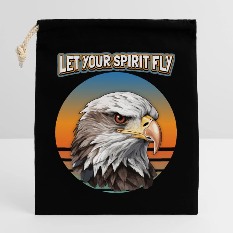 Eagle Motif, Eagle Illustration, Saying Closable cotton gift bag (25x30cm)