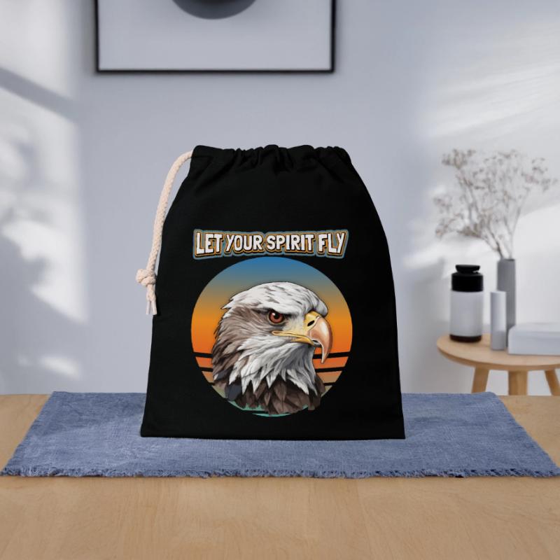 Eagle Motif, Eagle Illustration, Saying Closable cotton gift bag (25x30cm)