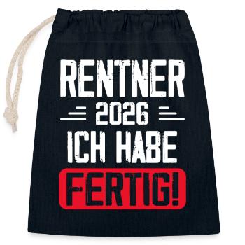 Rentner 2026 Ruhestand Geschenk - Verschließbarer Geschenkbeutel aus Baumwolle (25x30cm) - Navy - Vorne