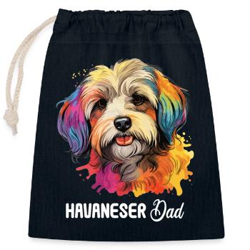 Chien Bichon Havanais - Sac cadeau en coton avec cordon (25 x 30 cm) - bleu marine - Devant
