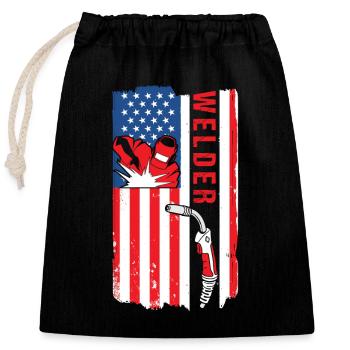 Soudeur USA Flag Patriot Soudeur - Sac cadeau en coton avec cordon (25 x 30 cm) - noir - Devant