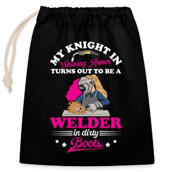 Welder In Dirty Boots Women Welding - Closable cotton gift bag (25x30cm) - black - Front