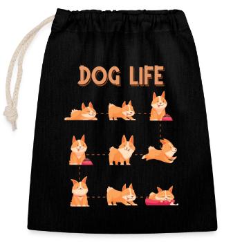 Dog Life Four-legged Wauwau male Welsh Corgi - Closable cotton gift bag (25x30cm) - black - Front