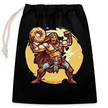 A barbarian with a donut - Closable cotton gift bag (25x30cm) - black - Front