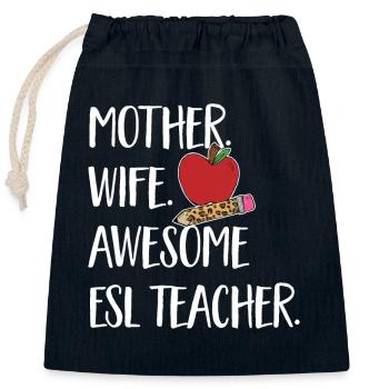 Teacher English Second Language Foreign Language - Closable cotton gift bag (25x30cm) - navy - Front
