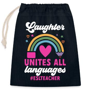 Teacher English Second Language Foreign Language - Closable cotton gift bag (25x30cm) - navy - Front