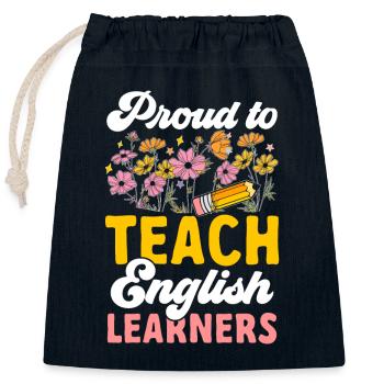 Teacher English Second Language Foreign Language - Closable cotton gift bag (25x30cm) - navy - Front