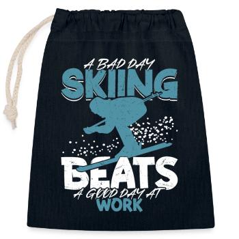 A Bad Day Skiing Beats A Good Day At Work Wintersp - Verschließbarer Geschenkbeutel aus Baumwolle (25x30cm) - Navy - Vorne