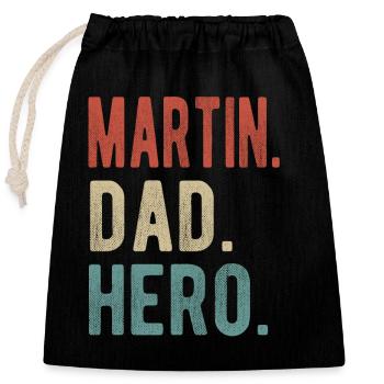 Martin Dad Hero - Closable cotton gift bag (25x30cm) - black - Front