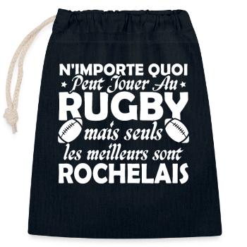 Rugby La Rochelle supporter rochelais club rugby - Sac cadeau en coton avec cordon (25 x 30 cm) - bleu marine - Devant