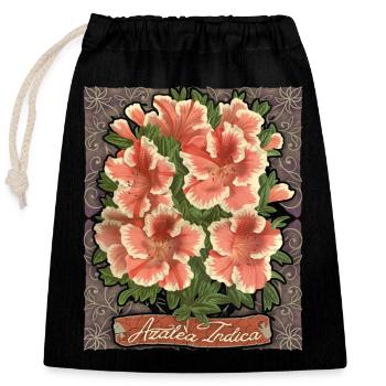Azalée, Azalée Indica, fleurs botaniques Vintage - Sac cadeau en coton avec cordon (25 x 30 cm) - noir - Devant