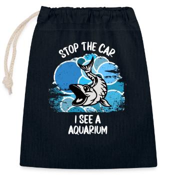 Aquarium Aquarist Fish Ornamental Fish Aquaristics - Closable cotton gift bag (25x30cm) - navy - Front