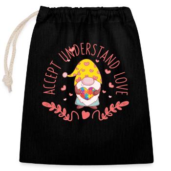Accepting Understanding Love Autism Awareness - Closable cotton gift bag (25x30cm) - black - Front
