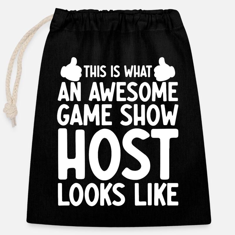 Board Game Lover Trivia Game Night Game Show Host - Closable cotton gift bag (25x30cm) - black