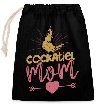 Cockatiel Mom Parrot Owner Bird Avian - Closable cotton gift bag (25x30cm) - black - Front