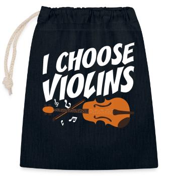 Violoniste Je choisis les violons Violoniste Violoniste - Sac cadeau en coton avec cordon (25 x 30 cm) - bleu marine - Devant