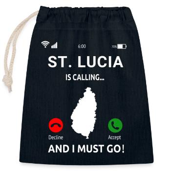 St. Lucia Karibik Insel Saint Lucia Urlaub Idee - Verschließbarer Geschenkbeutel aus Baumwolle (25x30cm) - Navy - Vorne