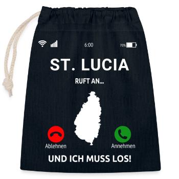 St. Lucia Karibik Insel Saint Lucia Urlaub Idee - Verschließbarer Geschenkbeutel aus Baumwolle (25x30cm) - Navy - Vorne