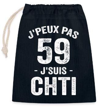Je Peux Pas Je Suis Chti 59 - Ch'ti, chtimi - Sac cadeau en coton avec cordon (25 x 30 cm) - bleu marine - Devant
