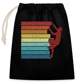 Retro Bouldern Speedklettern Sportklettern - Verschließbarer Geschenkbeutel aus Baumwolle (25x30cm) - Schwarz - Vorne