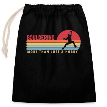 Bouldering more than a Hobby Klettern - Verschließbarer Geschenkbeutel aus Baumwolle (25x30cm) - Schwarz - Vorne