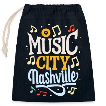 Music City Nashville Tennessee musicien cadeau - Sac cadeau en coton avec cordon (25 x 30 cm) - bleu marine - Devant