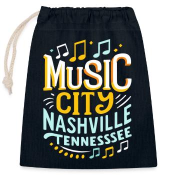 Music City Nashville Tennessee musicien cadeau - Sac cadeau en coton avec cordon (25 x 30 cm) - bleu marine - Devant