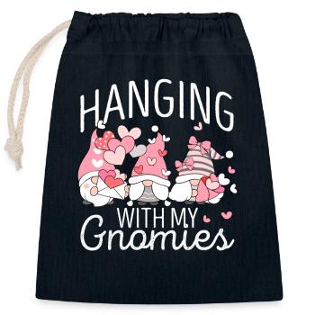 Hanging With My Gnomies Lustige Gnome Valentinstag - Verschließbarer Geschenkbeutel aus Baumwolle (25x30cm) - Navy - Vorne