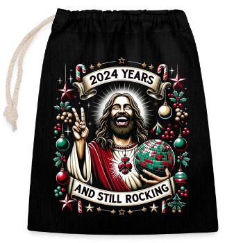 Jesus Christ Birthday Boy Ugly Christmas - Closable cotton gift bag (25x30cm) - black - Front