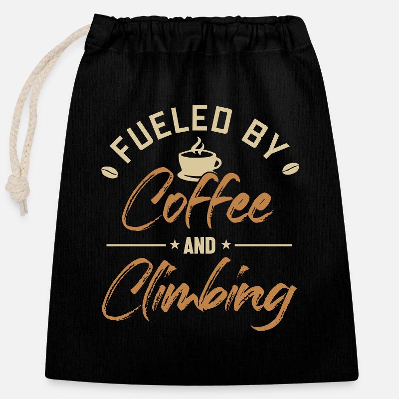 Alimenté par le café et l’escalade du Bouldern Kraxler - Sac cadeau en coton avec cordon (25 x 30 cm) - noir