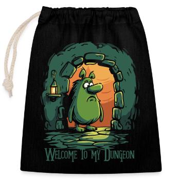 Welcome to My Dungeon: Funny Creature - Closable cotton gift bag (25x30cm) - black - Front