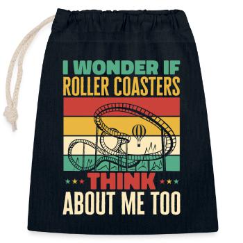 Roller Coaster Roller Coaster Amusement Park - Closable cotton gift bag (25x30cm) - navy - Front