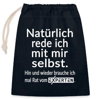 Natürlich rede ich mit mir selbst Lustige Sprüche - Verschließbarer Geschenkbeutel aus Baumwolle (25x30cm) - Navy - Vorne
