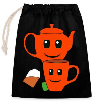 Tea Bag, Teapot, Tea, Enjoyment, Beverage, Cup - Closable cotton gift bag (25x30cm) - black - Front