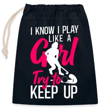 Field Hockey I Know I Play Like A - Closable cotton gift bag (25x30cm) - navy - Front