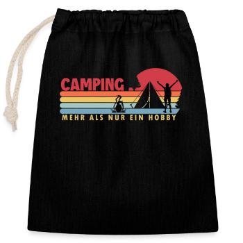 Le camping plus qu’un camping de glamping amateur - Sac cadeau en coton avec cordon (25 x 30 cm) - noir - Devant