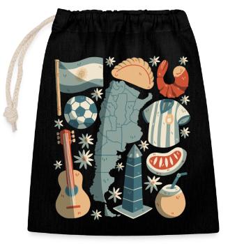 Argentine - Sac cadeau en coton avec cordon (25 x 30 cm) - noir - Devant