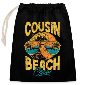 Cousin Strand-Crew - Verschließbarer Geschenkbeutel aus Baumwolle (25x30cm) - Schwarz - Vorne