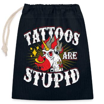 Tattoos sind dumm - Verschließbarer Geschenkbeutel aus Baumwolle (25x30cm) - Navy - Vorne