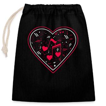 Cute Heart Shape Musiknoten Musikliebhaber - Verschließbarer Geschenkbeutel aus Baumwolle (25x30cm) - Schwarz - Vorne