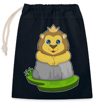Couronne de Lion - Sac cadeau en coton avec cordon (25 x 30 cm) - bleu marine - Devant