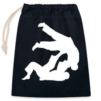 Brazilian Jiu-Jitsu BJJ - Closable cotton gift bag (25x30cm) - navy - Front