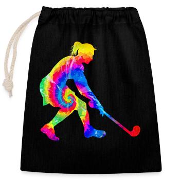 Field Hockey Tie Dye - Closable cotton gift bag (25x30cm) - black - Front
