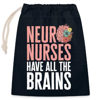 Neurology, Nurse, Brain, Neurologist - Closable cotton gift bag (25x30cm) - navy - Front