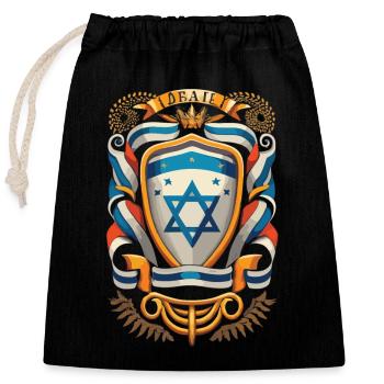 Heroes of Israel - A Coat of Arms for the Future - Closable cotton gift bag (25x30cm) - black - Front