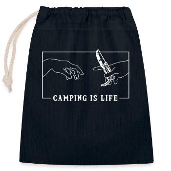 Michel-Ange Création des tentes de camping Adam - Sac cadeau en coton avec cordon (25 x 30 cm) - bleu marine - Devant