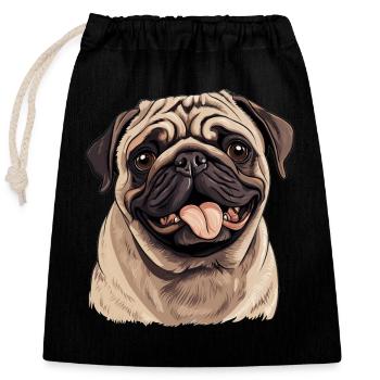 Pug - Closable cotton gift bag (25x30cm) - black - Front