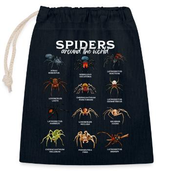 Spiders in the World - Spider Species - Closable cotton gift bag (25x30cm) - navy - Front